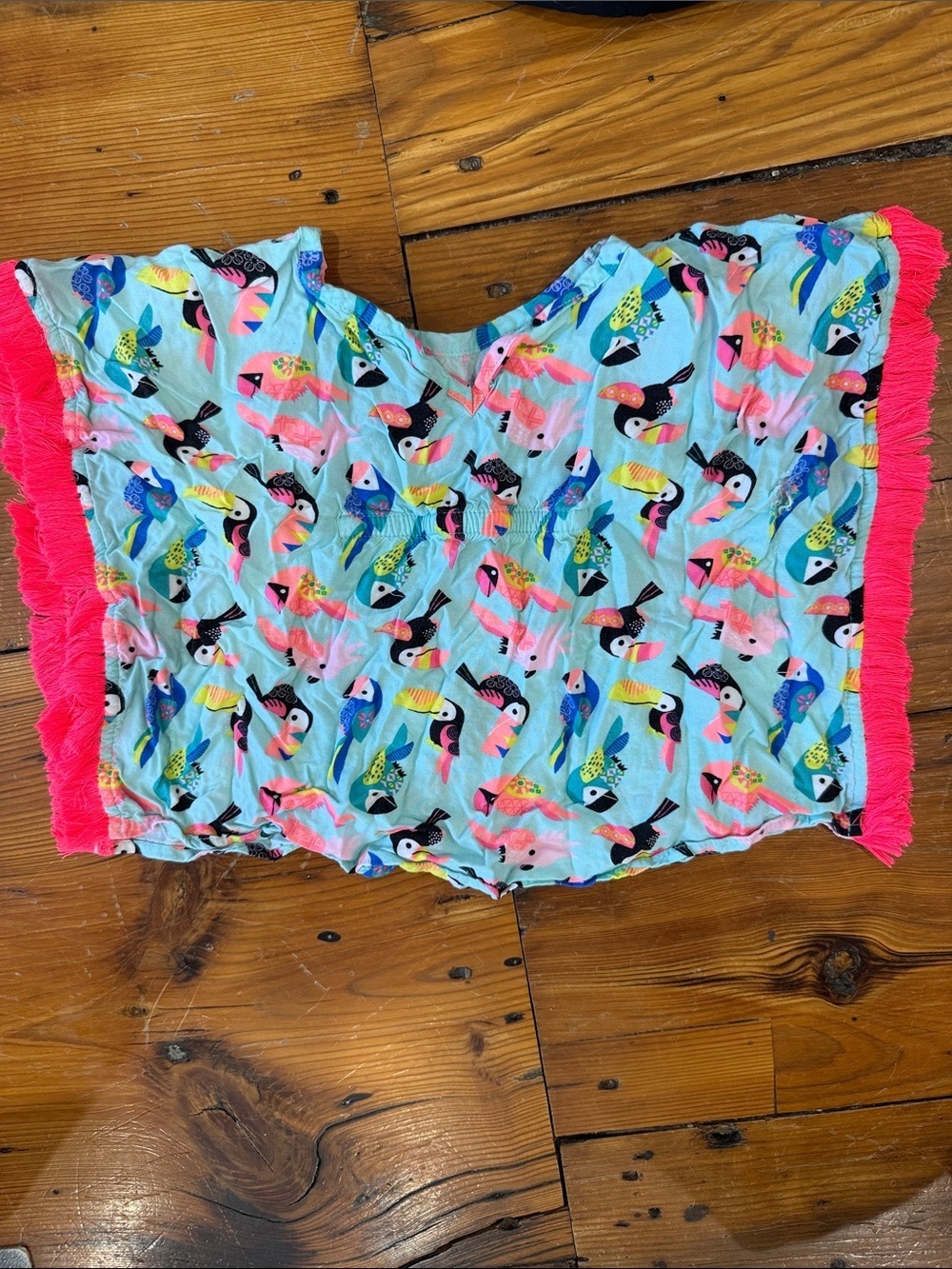 Cat & Jack Girls Toddler Toucans Tropical Birds Cover Up Turquoise 12 months